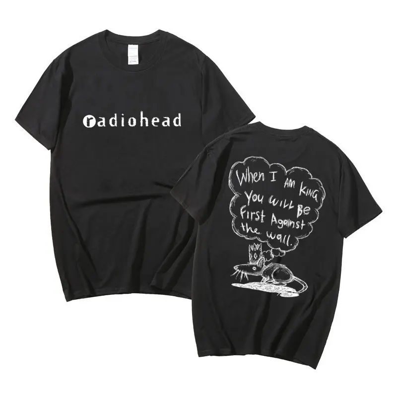 Men British Rock Band Paranoid Android Radiohead Rat Print Tshirt When I Am King You Will Be First Against The Wall Tee Shirt