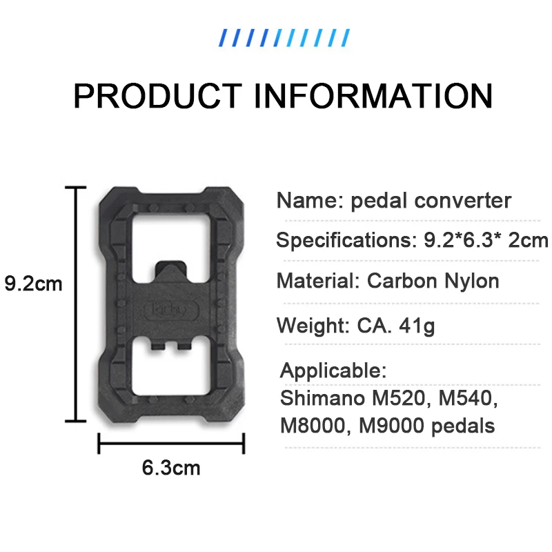 Richy-Pedal de bicicleta SPD duradero, 2 piezas, adaptadores de plataforma para Shimano M520, M540, M8000, M9000, MTB