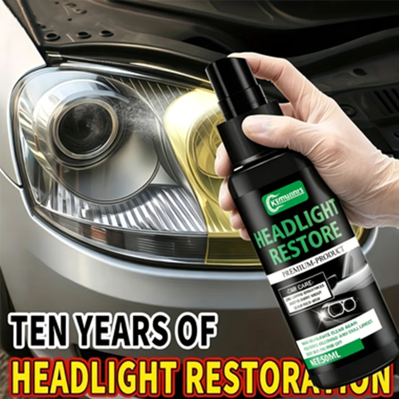 A spray made just for fixing car headlights, really easy to use. It works well to clear up headlights that have gone yellow or l