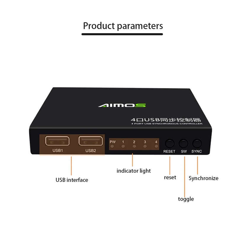 KM switcher USB synchronizer control 4 PCs Plug and Play Game USB Switch 4-Ports KM USB synchronous switch controller USB Hub