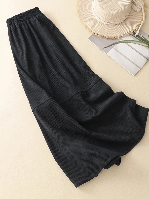 Authentic Corduroy Bloom Half Skirt 2026 Autumn Winter New Style Japanese Magazine Balloon Skirt High Waist A-Line Cotton Blend