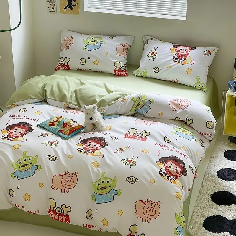 Toy Story – parure de lit imprimée Buzz Lightyear, housse de couette et taies d'oreiller, dessin animé, cadeau pour adulte, fille et garçon