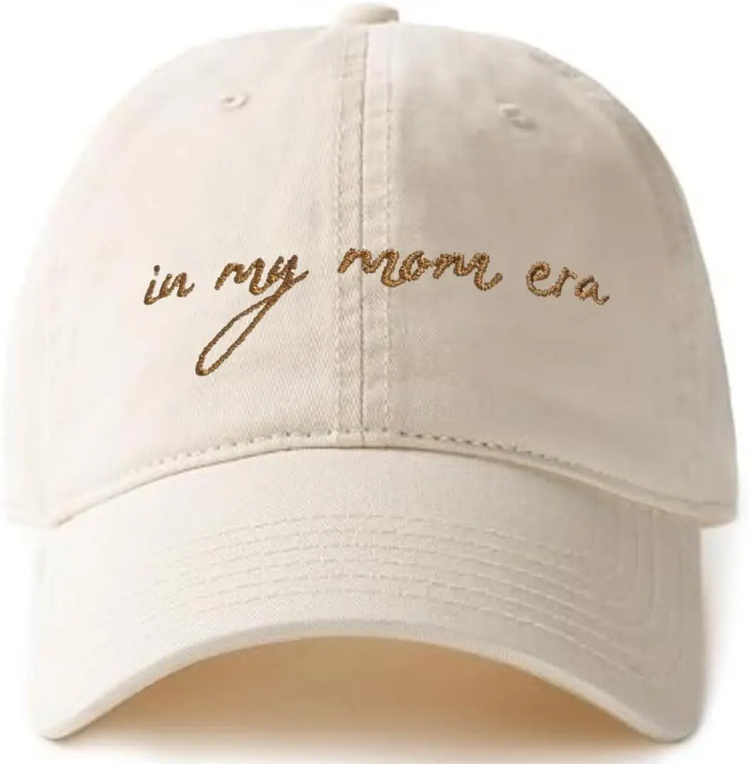

Mom Era Baseball Cap - Beige, High Ponytail Hole, Minimalist, Gift for Moms