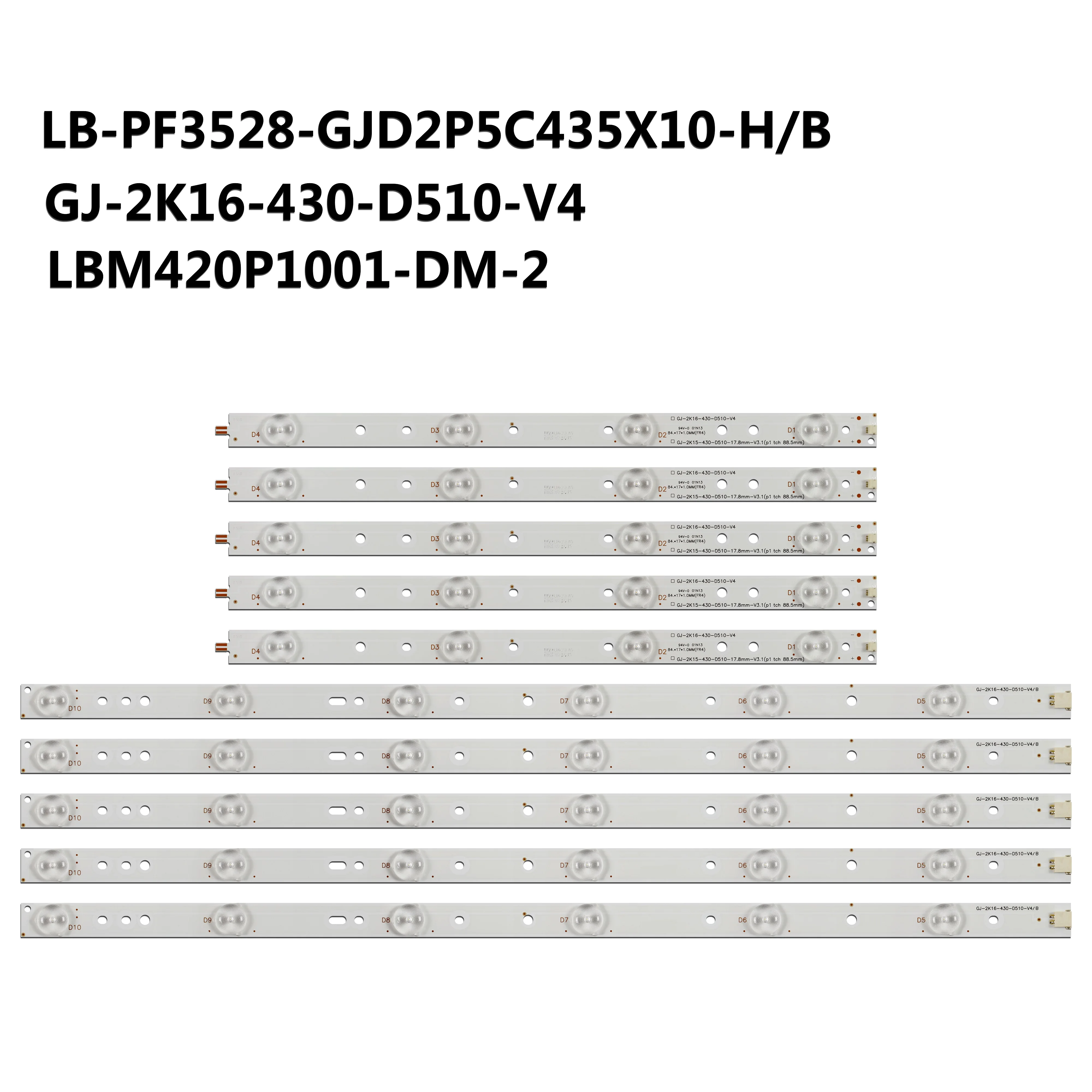 

Новинка, 5 шт./компл. для 43LH500T-ZA LE43A3300 43PFS5531 43pfg5501 LE43S5977 43PFS5532 43pfg5102 Светодиодная лента для подсветки GJ-2K16-430-D510-V4