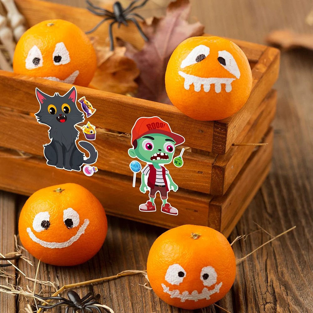 8/16Sheets Children DIY Puzzle Stickers Horror Halloween Decoration Cute Ghost Vampires Bat Decals Kids Jigsaw Toys Party Gifts