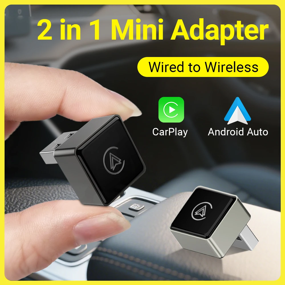 2in1 Wired To Wireless Carplay Smart DongleWireless Android Auto Adapter 5G WIFI For iphone Android Phone For FIAT MG Kia Audi