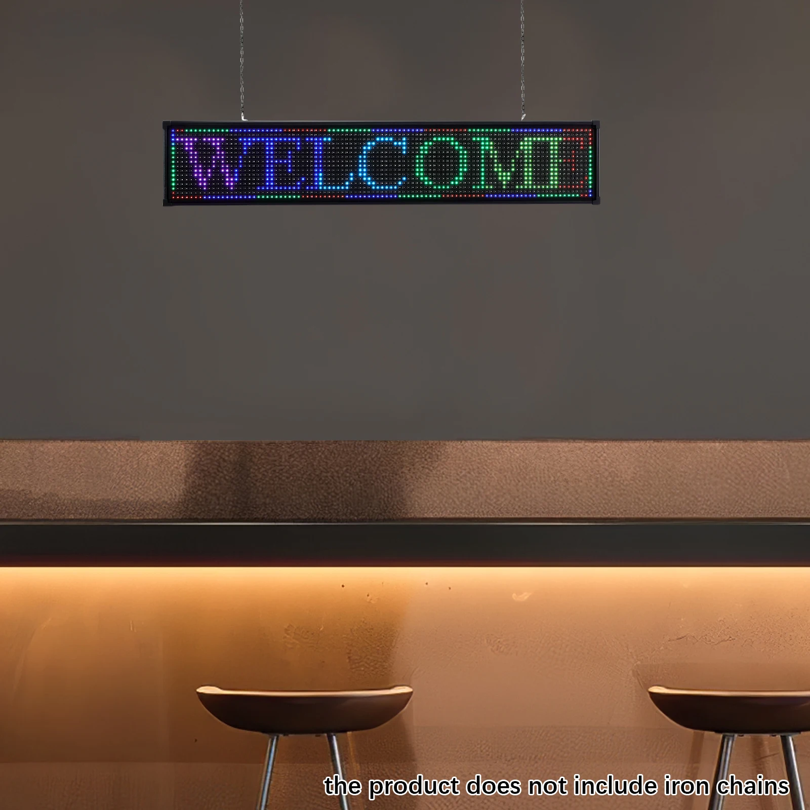 لوحة لافتة تمرير LED صغيرة مقاس 40 × 8 × 2 - شاشة إعلانية رقمية قابلة للبرمجة مع 7 أوضاع ألوان، تأثيرات إضاءة متعددة