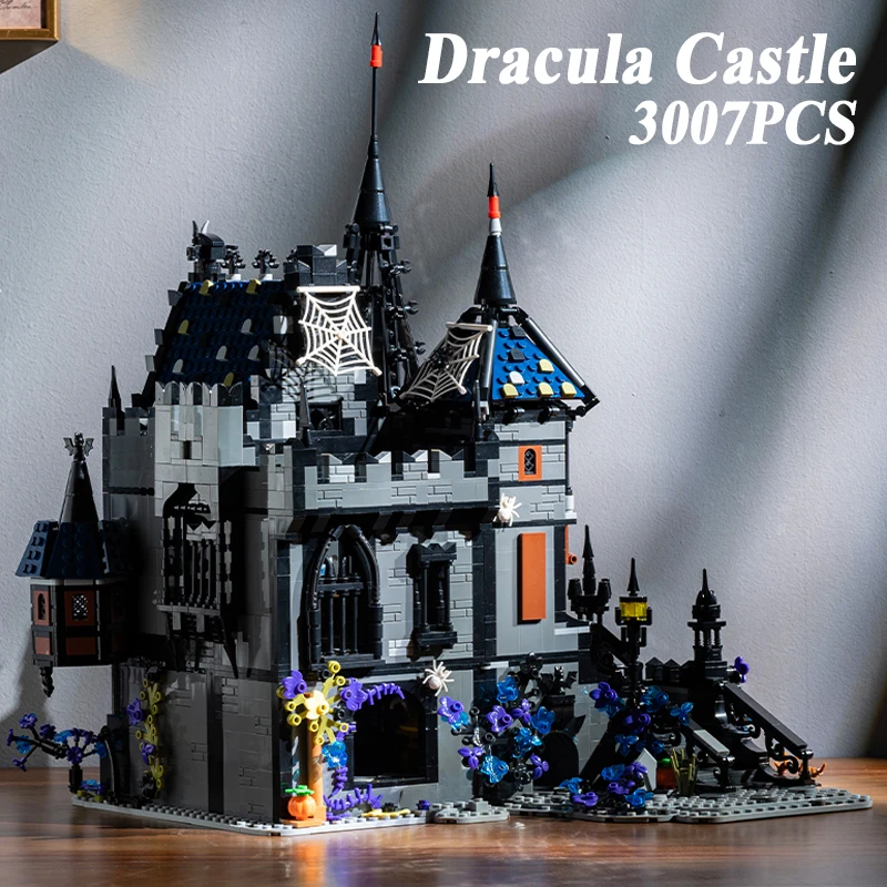 

3007 шт., замок вампира-дракулы, строительные блоки, модель игрушки, MOC, вид на улицу, сборные кирпичи для Хэллоуина, Рождества, подарки на день рождения