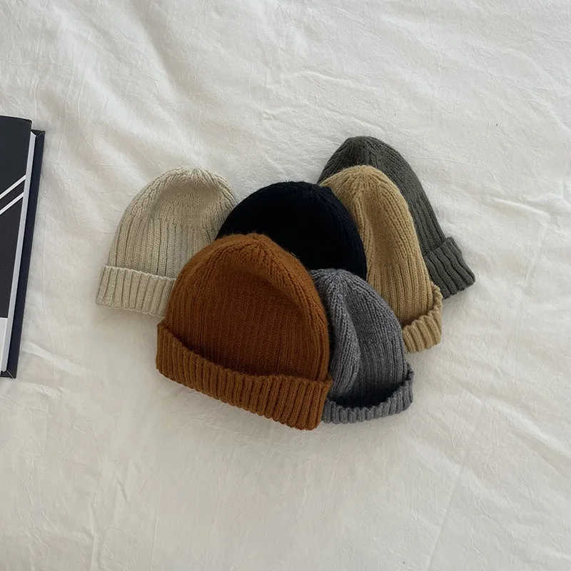 Korean Style Autumn Winter Baby Beanies Solid Color Warm Soft Kids Boys Girls Caps Casual Children Knitted Hats 8 Colors