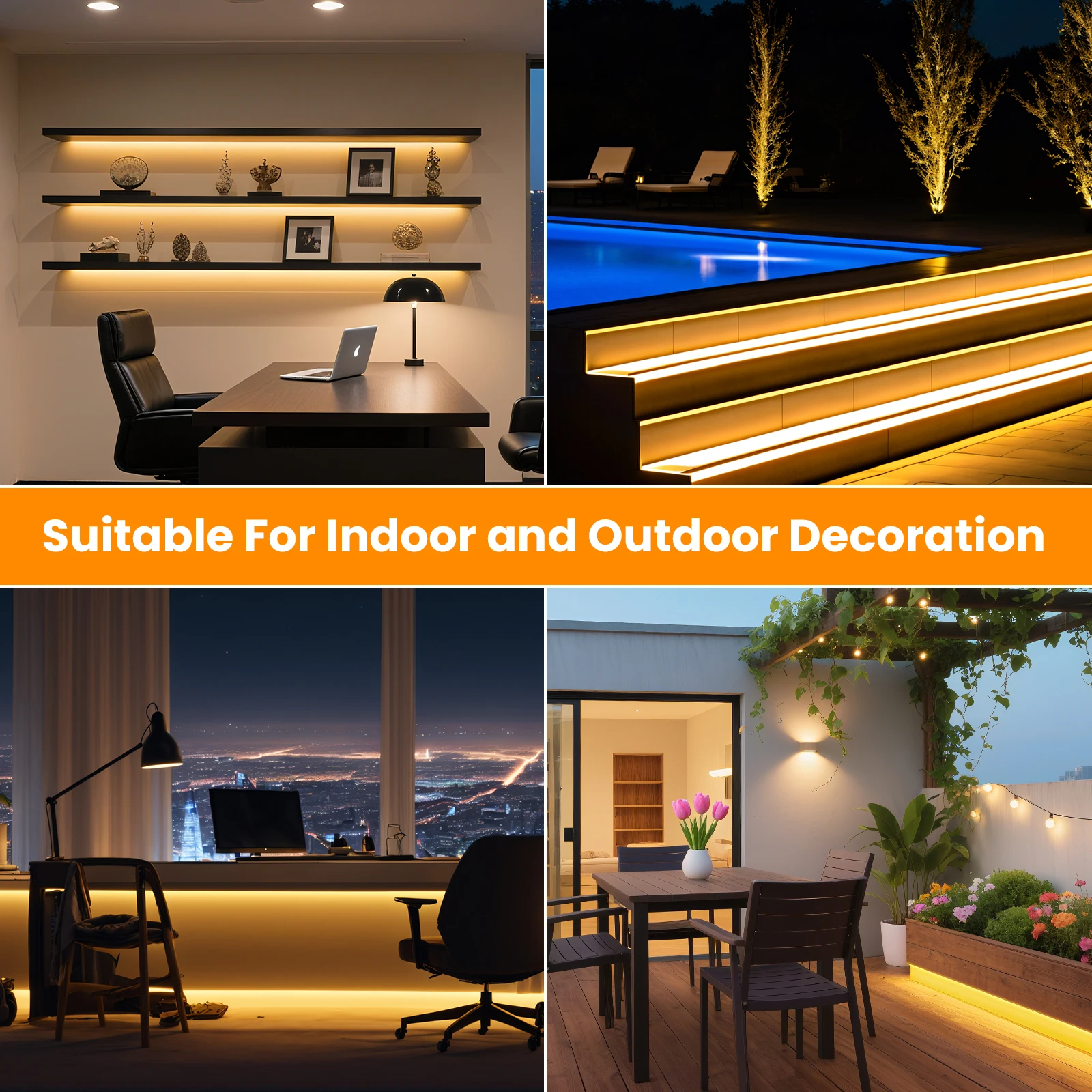 12V 24V Smart WIFI COB LED Strip 320LEDs/M IP68 Waterproof Bluetooth Remote Kit Flexible Adhesive Tape Home Garden Pool Lighting