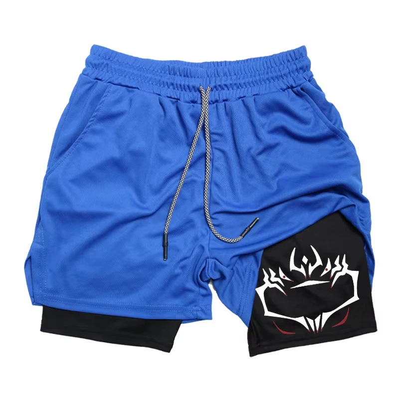 Men's 2-in-1 Athletic Shorts, High-Performance Printed Style for Gym Workouts & Running RL10012