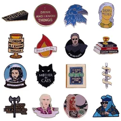 Hard Enamel Pins American TV Show Thrones Feminist Badge Animal Cat Brooches Lapel Bag Ornament Gifts for Fans Friends Wholesale