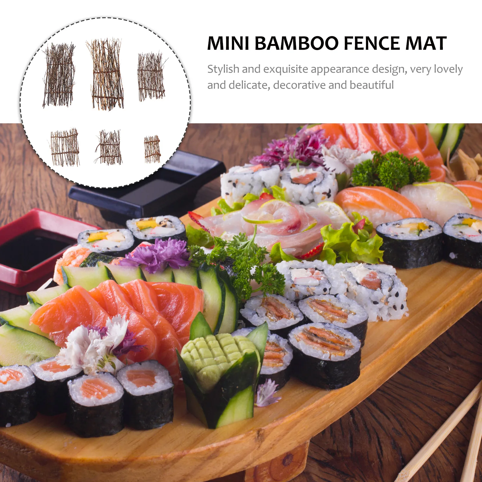 

6Pcs Bamboo Fence Mat Landscape Decor Bonsai Ornament Exquisite Design