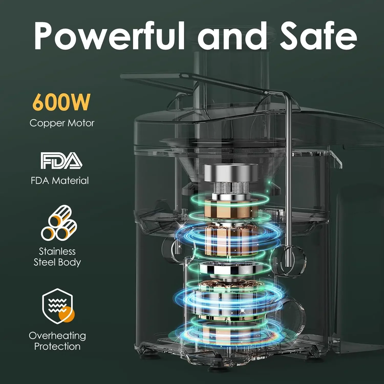 ドリップ防止設計のスチールジューサー,お手入れと使用が簡単,コンパクトでパワフル,健康的な生活のために