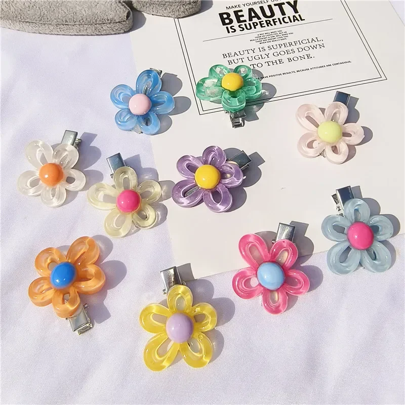 1/2pcs Pet Cat Hair Clips Flower Shape Hairpin for Small Dog 10 Colors Alloy Clip Grooming Hair Dog Accessories