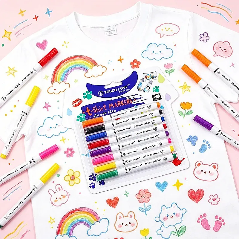 8 Colors Fabric Paint Marker Pen Set for Clothes Textile DIY T-shirt Graffiti Pigment Painting Art Supplies