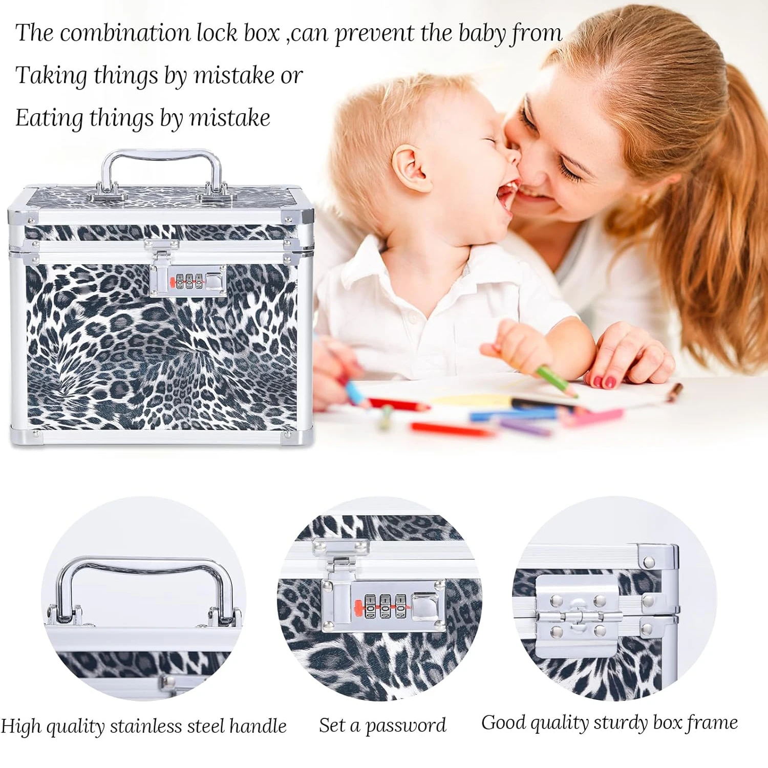 Leopard Cosmetic Case Jewelry Box Makeup Bag Aluminum Alloy Organizer Professional Makeup Kit Case Pedicure Tool Box with Handle