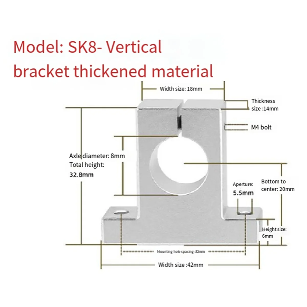 N18R 2 ชิ้น Linear Motion Rail Clamping Rod Rail Guide สนับสนุนเพลาวงเล็บข้อต่อ Mount SK12 12 มิลลิเมตร