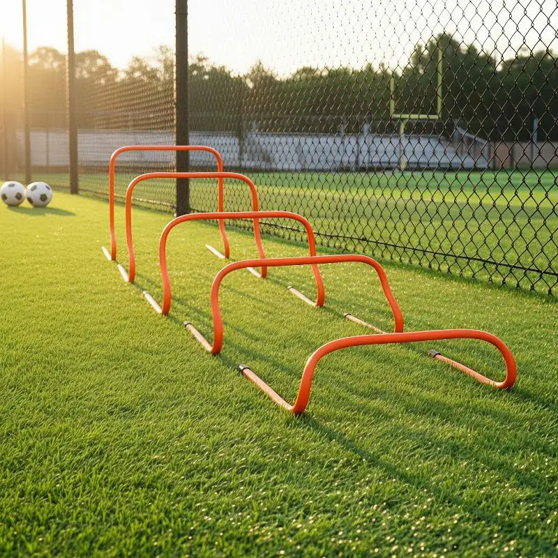 Bright Orange Agility Training Hurdles Flexible Durable PVC Non Slip Feet for Soccer School PE Training Classes