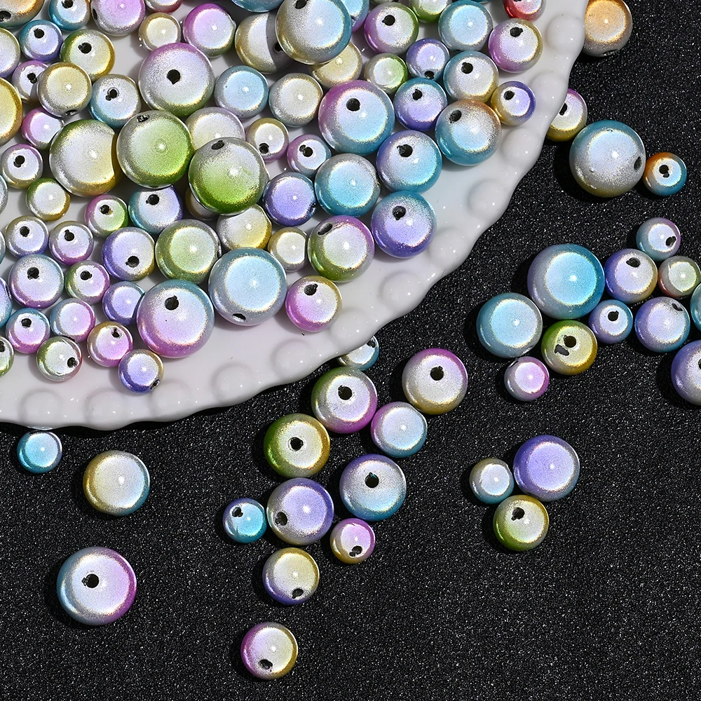 10/50 Stück 8/10/12/14MM Gemischte Acrylperlen Bunte Runde Mattierte Schimmernde Lose Zwischenperlen für DIY Schmuckherstellung und Bastelarbeiten – Detail 5