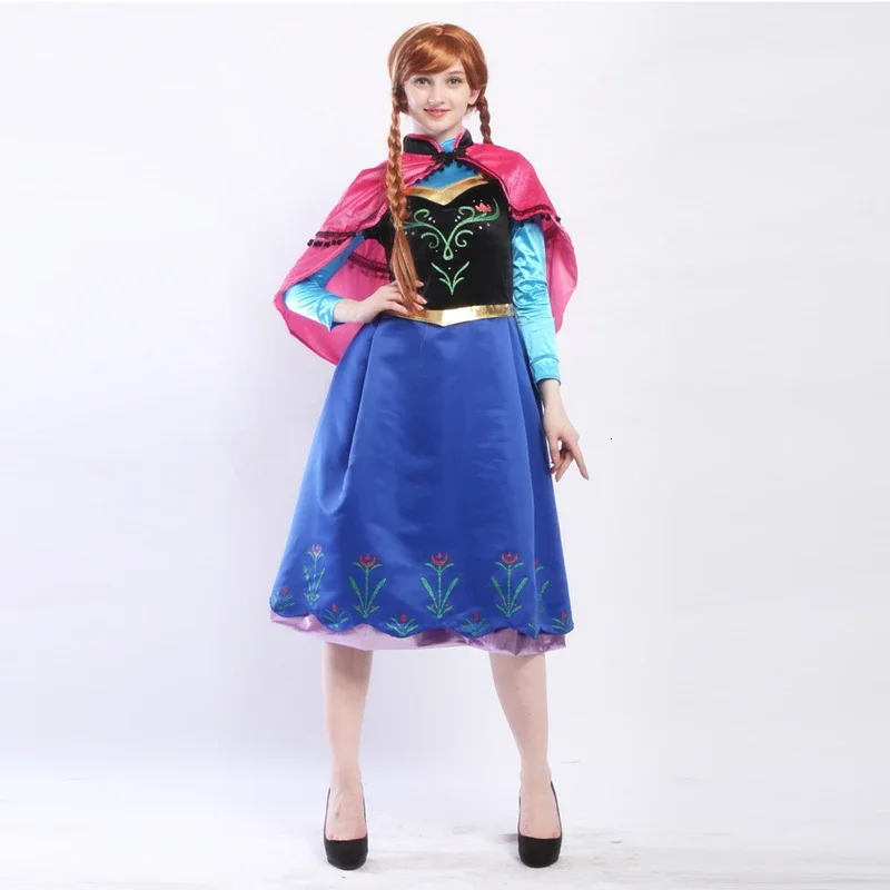 Vestido de Anna para adultos, fiesta de juegos de rol de Halloween, vestido de princesa, disfraz de fiesta de Navidad, disfraz de Halloween, peluca de Cosplay