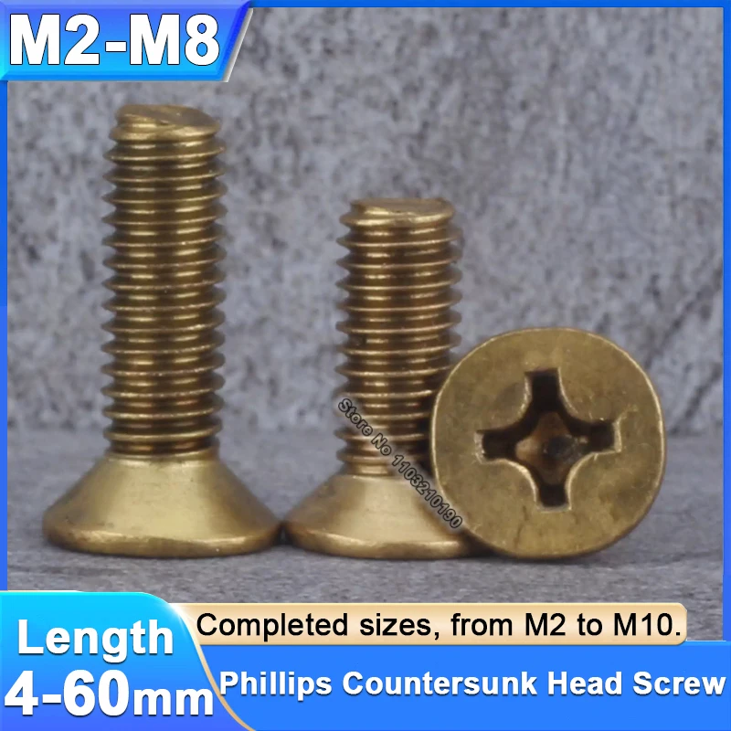 2-100 قطعة النحاس فيليبس غاطسة رئيس مسامير شقة رئيس مسامير M2 M2.5 M3 M4 M5 M6 M8 الصليب راحة شقة رئيس آلة البراغي