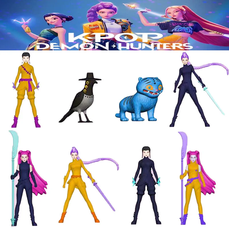 5/8 unids/set Anime Kpop Demon Hunters figura k-pop Demon Hunters Rumi Mira Zoey tigre estatuilla juguete decoración de escritorio estatuas ornamento chico