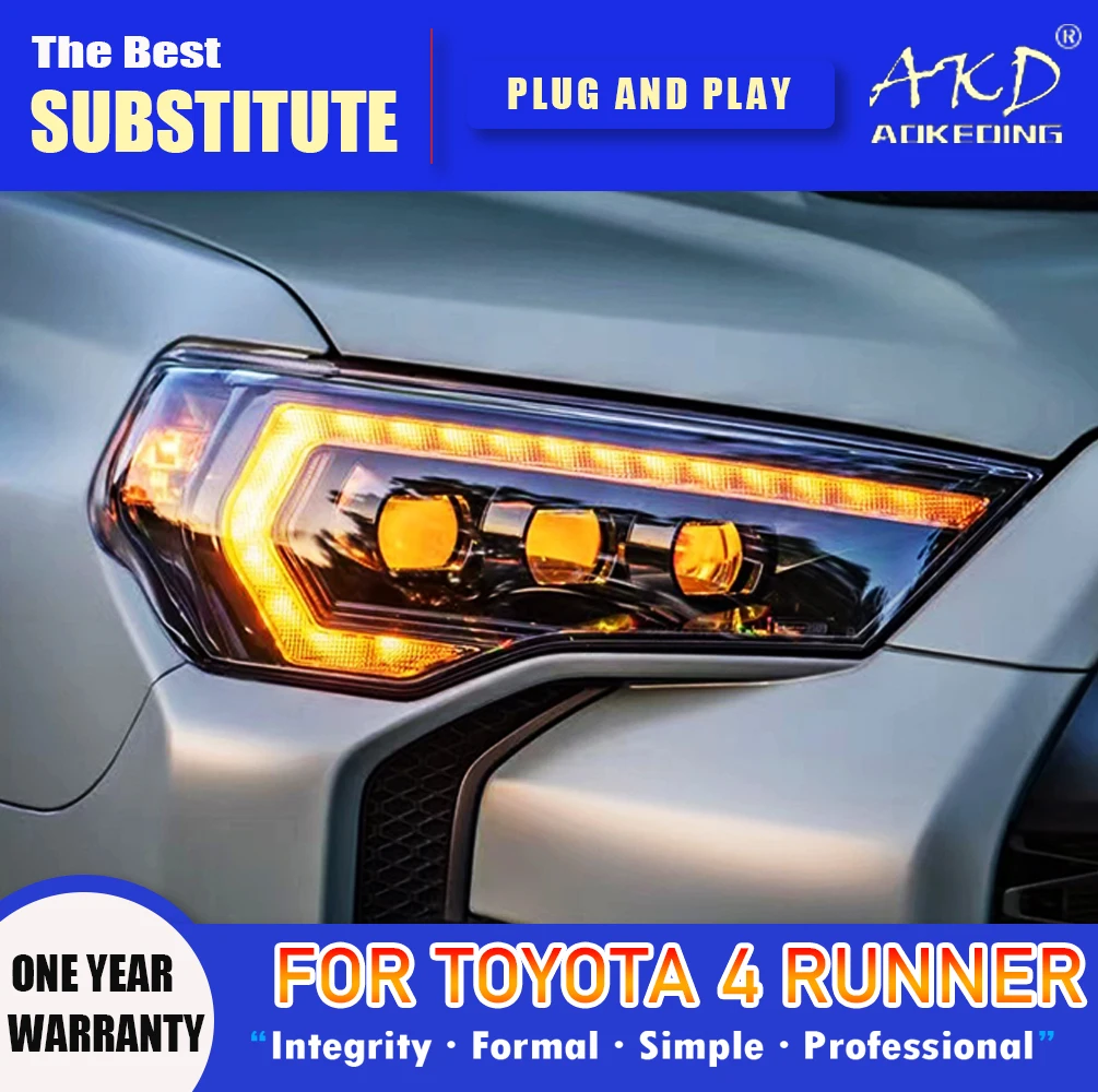 AKD-faros delanteros LED para Toyota 4runner, focos DRL, señal de giro, haz alto, Ojo de Ángel, lente de proyector, 2013-2019