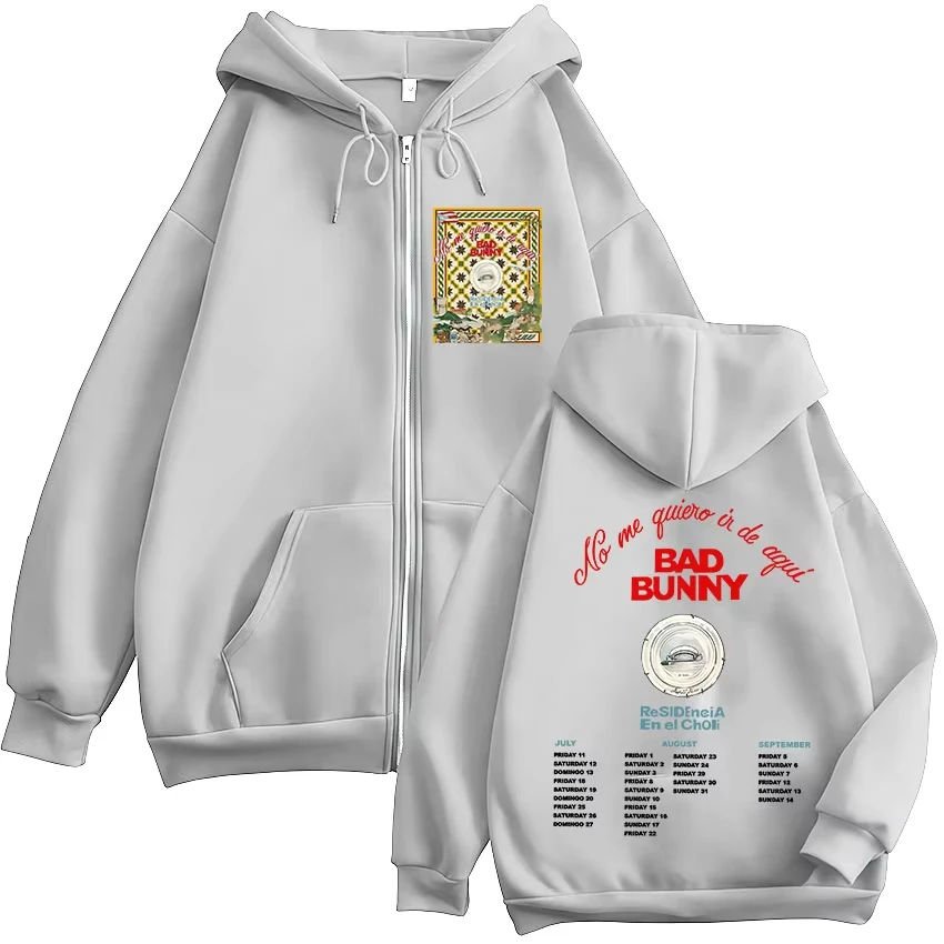 باد باني نو مي كويرو آير دي أودو جولة السكن 2025 سستة هوديس الرجال النساء الهيب هوب موضة زمم بلوزات سترة معطف