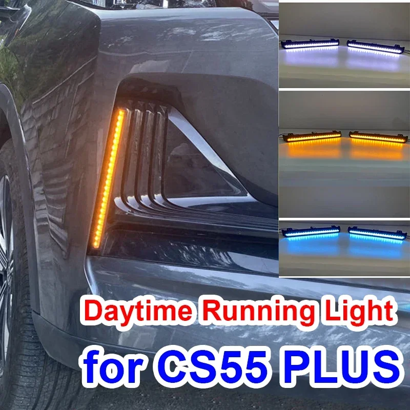 2pcs Daytime Running Light for Changan CS55 PLUS 2024 2023 Front LED Fog Lamp Modification Cs55plus Streaming Direction