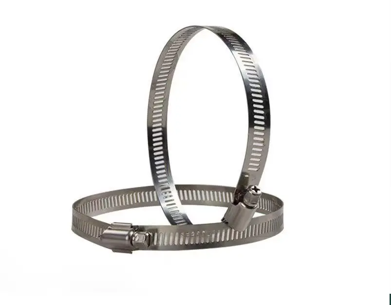 304 Stainless Steel Worm Clamp, Correia de mangueira com fixadores, Tubo DIY ajustável, duto Clamp, 10-40cm Largura