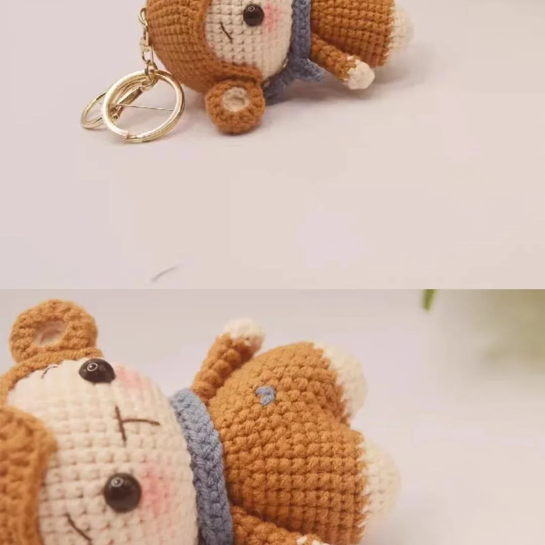 Cute Monkey Handwoven DIY Material Bag Knitting Yarn Keychain Pendant Cartoon Doll Decoration Couple Gift Knit Crochet Supplies