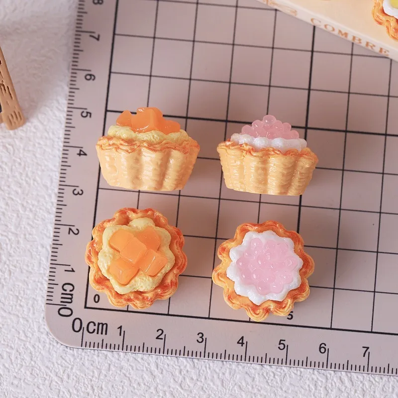12pcs Mango bubble beads crispy egg tart diy simulation food game miniature cream cake decorations
