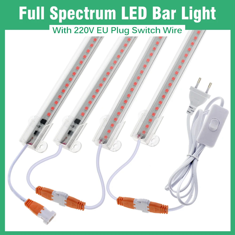 LED Indoor Plant Grow Tube Lights Full Spectrum with Switch On/Off Flower Succulents Pot Plants Cultivation Lamp