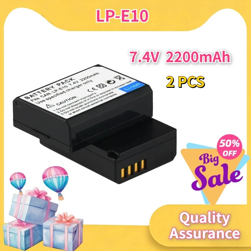 

2PCS 2200mAh LP-E10 Camera Battery For Canon EOS 1100D 1200D 1300D 1500D 3000D KISS X50 X70 X80 EOS Rebel T5 T6 Camera