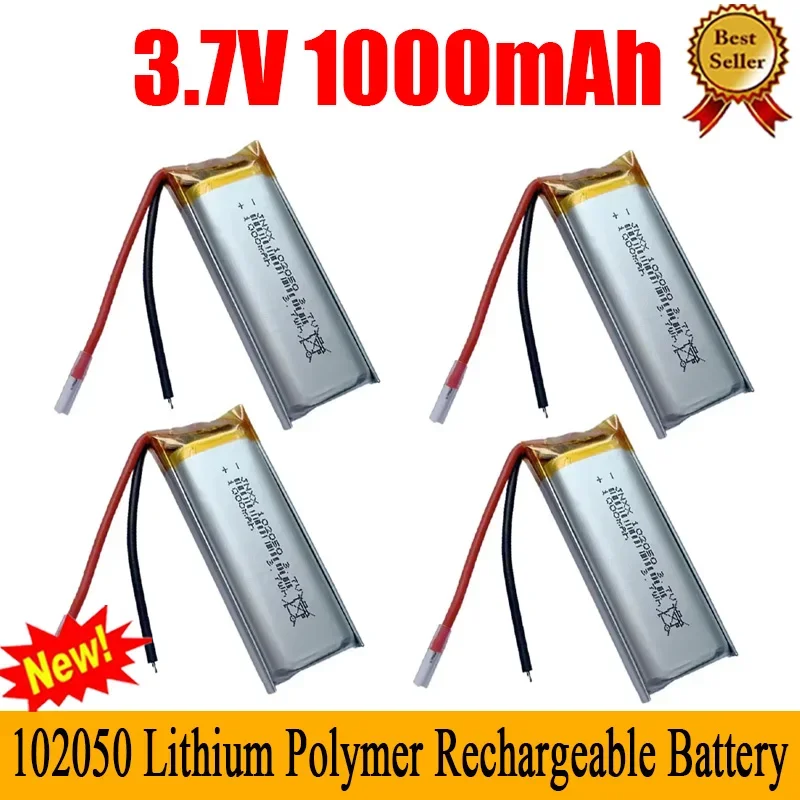 3.7V 1000mAh 102050 Lipo Cells Lithium Polymer Rechargeable Battery for GPS Recording Pen LED Light Beauty Instrument with PCB