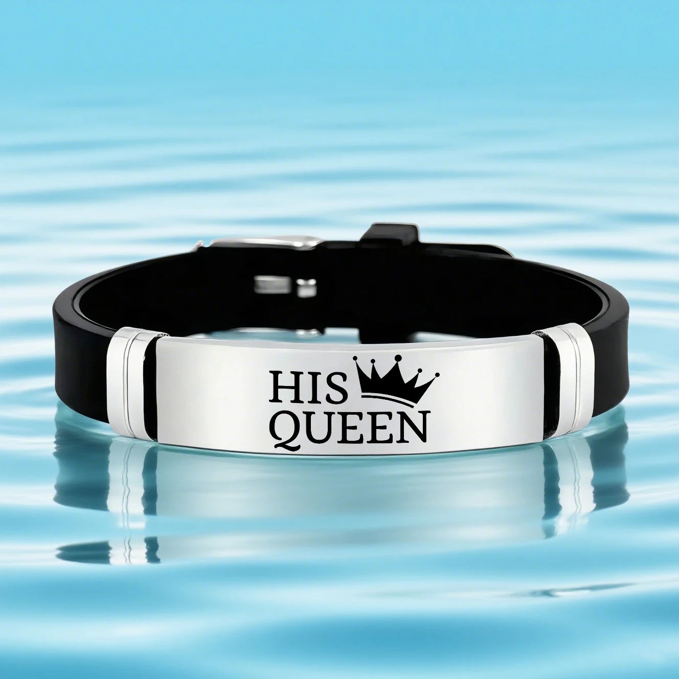 1/2 قطعة سوار زوجين من الفولاذ المقاوم للصدأ على شكل تاج "هير كينغ، هدية حب أنيقة للأزواج