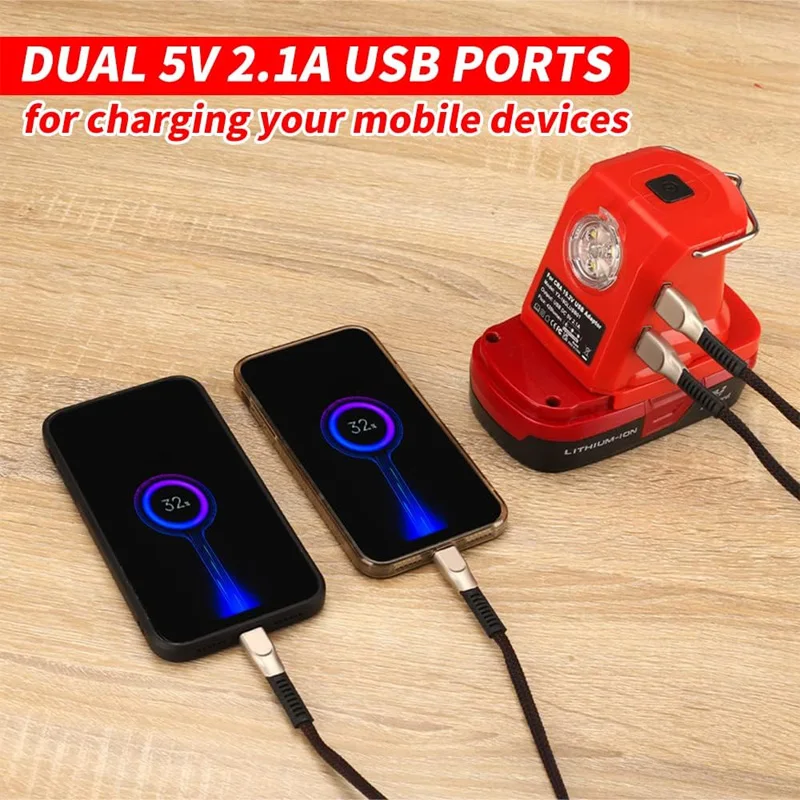 Batterie adapter für Handwerker 19,2 V Li-Ionen-Ni-CD-Akku, Dual-USB-Adapter mit 420lm LED-Arbeits scheinwerfer tragbare Hand taschenlampe