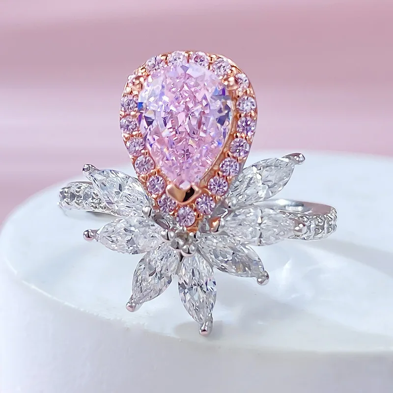 

New Mingyuanfeng Imported High Carbon Diamond 6 * 8mm Water Droplet Ice Flower Cutting Sweet INS Style