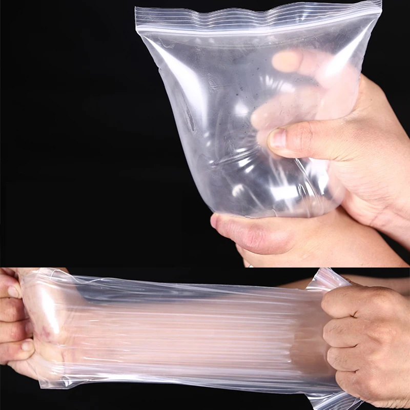 Bolsa de plástico transparente con cierre hermético, bolsa de almacenamiento con cierre hermético de 0,16mm de grosor, resistente y duradero,