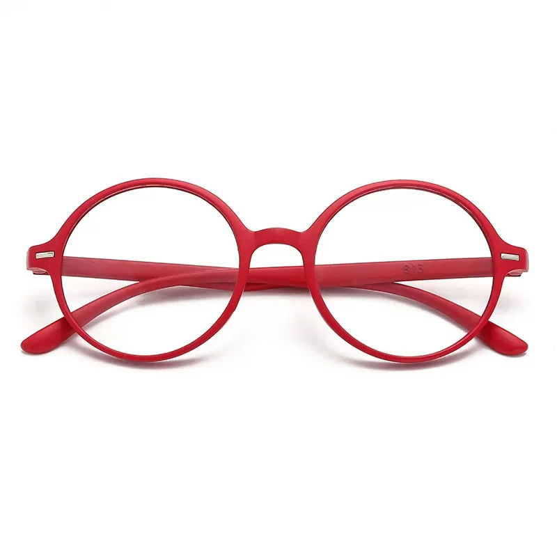 New Men Women Unisex TR90 Reading Glasses Ultralight Resin Round Blue Red Frame Hyperopia Presbyopic Eyeglasses Computer Eyewear