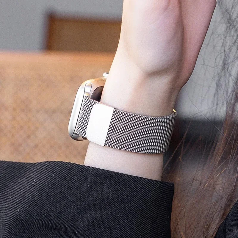 milanese Loop Band for apple watch Strap Ultra 49mm 45mm 44mm 41mm 40mm Metal Wristband bracelet iwatch series 9 8 7 6 5 4 3 SE image 3