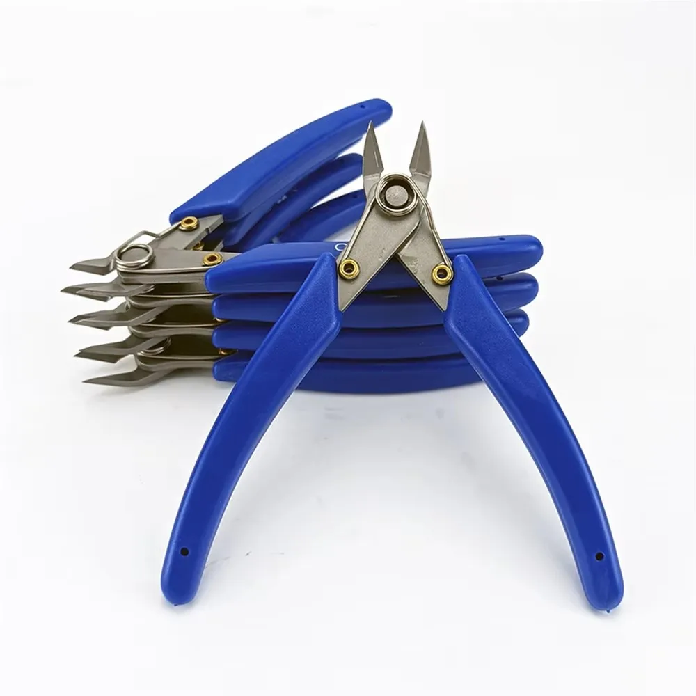 DIAGONAL CUTTING PLIERS, Wire Cutter, Micro Cutter, Stainless Steel Side Cutter, Spring-loaded Silicone Handle