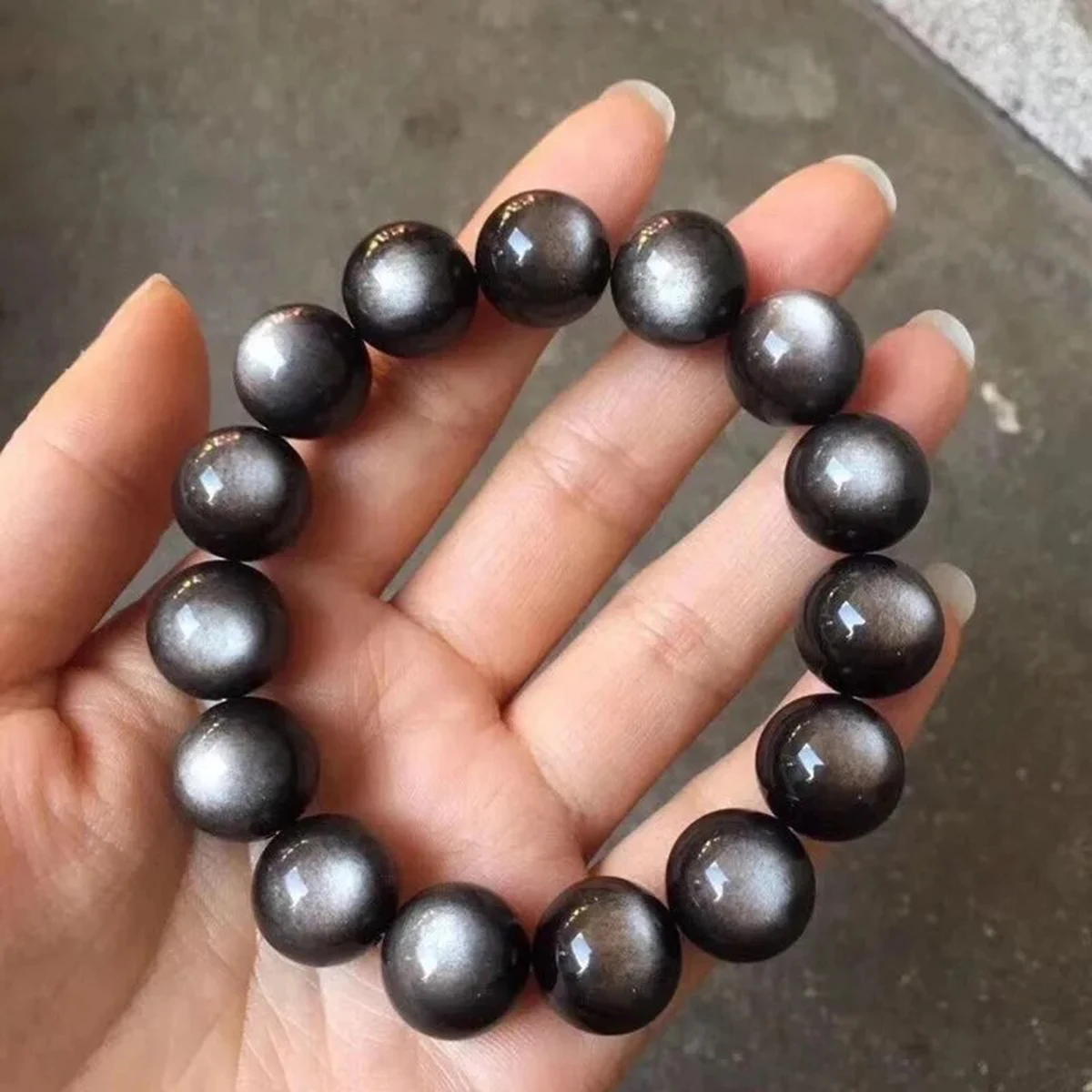 

Браслет из натурального радужного обсидиана 7А с двойным эффектом серебра и золота, унисекс, талисман удачи, бусины из кристаллов, духовное украшение, подарок