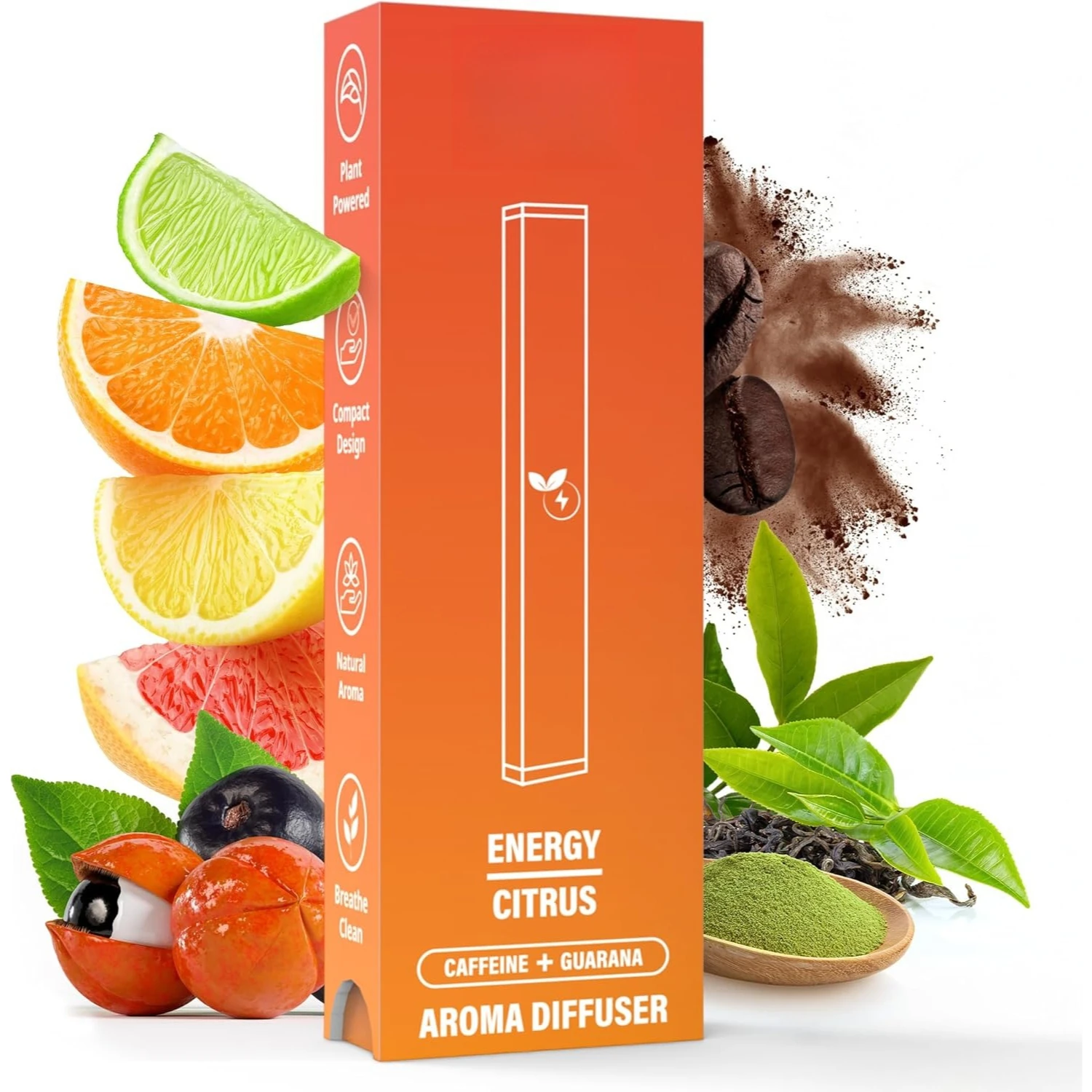 

Energy Boost Herbal Diffuser Pen 500 Uses Stick Aroma Diffuser with Guarana L Theanine Citrus Plant Based Natural Essential Oil