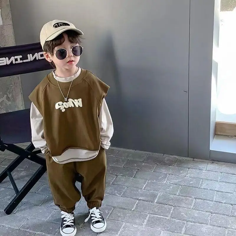 

Boys Kids Suits Vest T-shirt Pants 3 Piece Set 3-8 TCustom Sizes Clothes Child Sets