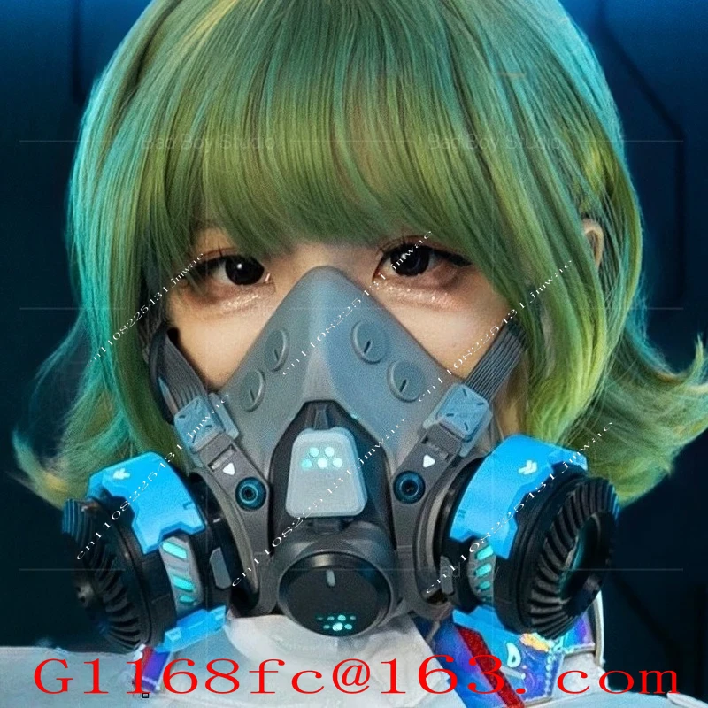 LED Luminous Glasses Mechanical Mask Props Mecha Machine  03 Black