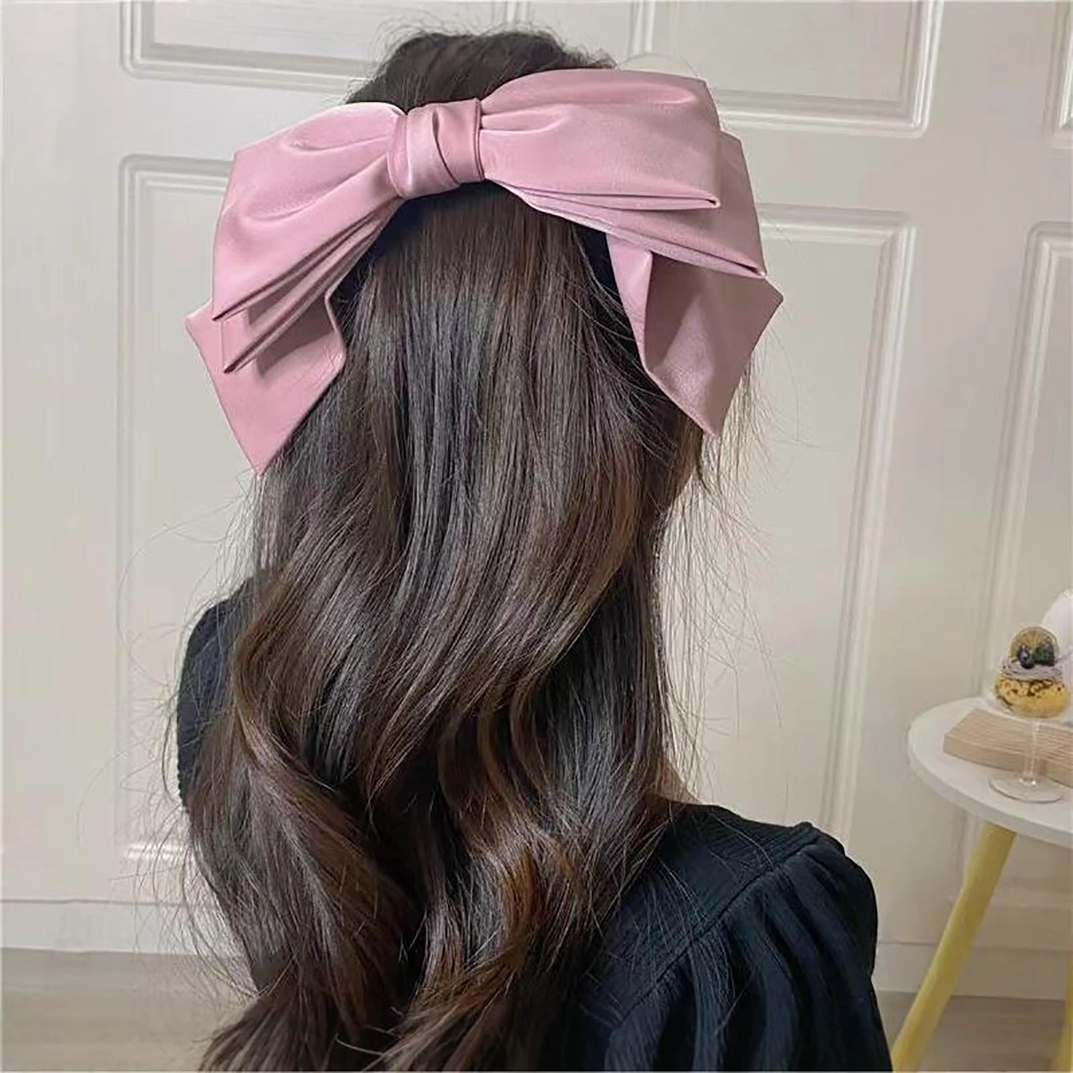 Große Satin-Haarschleifen Elegante Einfarbige Haarspangen für Damen und Mädchen Frisuren – Detail 4