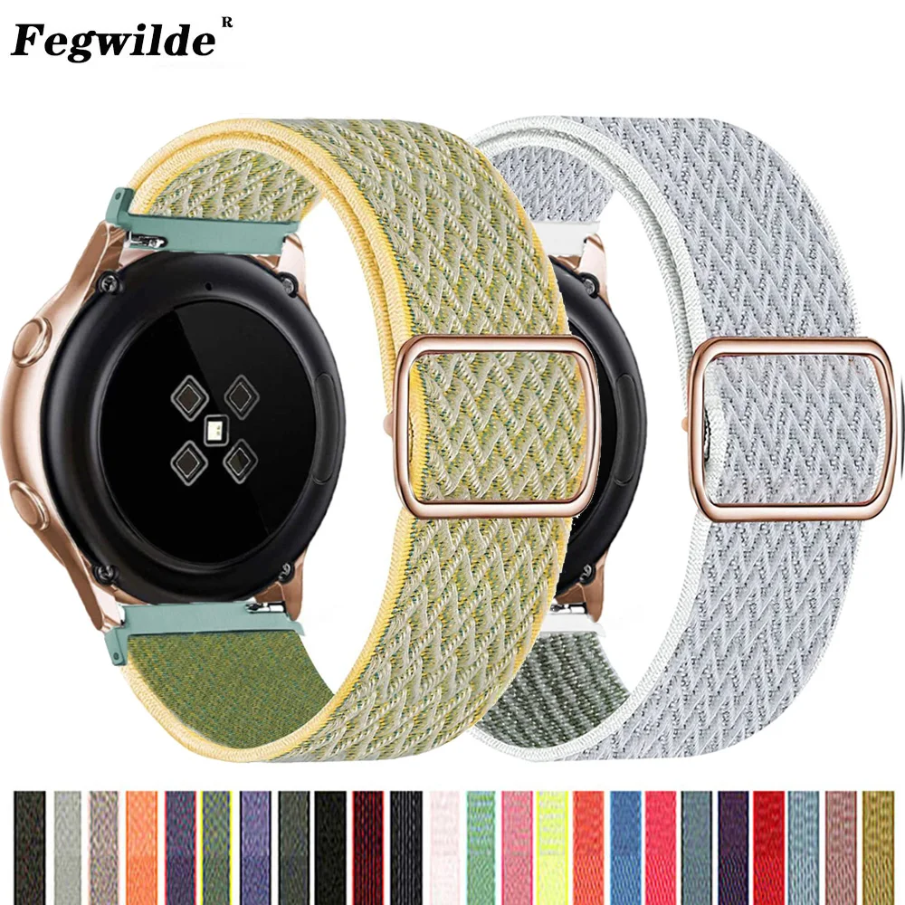 Pulseira de relógio elástica Nylon Loop, pulseira de relógio para Samsung Galaxy Watch Active 2, 3, 45mm, 46mm, 42mm, Gear S3, Huawei GT 2, 2e Pro, 20mm, 22 milímetros