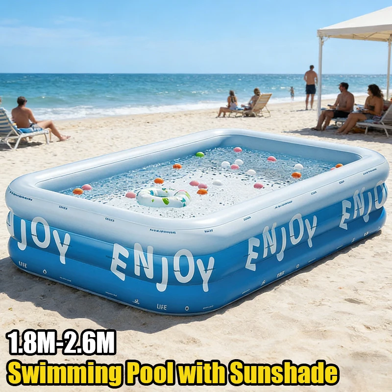 

Солнцезащитный козырек, надувной бассейн, семейный большой домашний бассейн, утолщенный квадратный открытый сад, водные игры, отпуск для детей, домашние животные